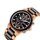 SHARPHY Montre Homme Lumineux Calendrier Bracelet en Bois Massif Multifonction