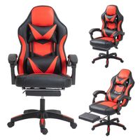 Sleivant Chaise Gaming - Siège Gaming avec Repose-Pied - Fauteuil Gaming avec Soutien Lombaire et Appui-tête(Noir et Rouge)