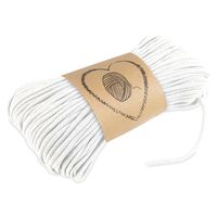 Corde macramé 5mm x 100m - Ficelle Corde Fil Macrame Coton trapilho cordelettes Couture Coton avec âme Blanc