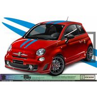 Fiat 500  - BLEU TURQUOISE - Kit complet abarth Capot hayon toit   - Tuning Sticker Autocollant Graphic Decals