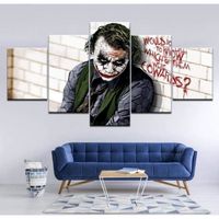 Peinture sur Toile Joker 5 pièces Art Mural Peinture modulaire Affiche Impression pour Salon décor à la Maison-sans Cadre