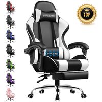 GTPLAYER Chaise Gaming Repose Pieds Coussin Lombaire de Massage Fauteuil de Bureau Ergonomique avec Accoudoir Synchronisé (Blanc)