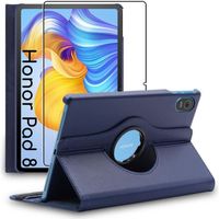 ebestStar ® pour Honor Pad 8 - Housse PU Cuir Rotatif 360 + Film protection écran en VERRE Trempé, Bleu Foncé