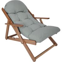 Fauteuil chaise pliable et inclinable en bois grand confort avec coussin capitonné épais - dim. 71I x 89P x 96H cm - gris