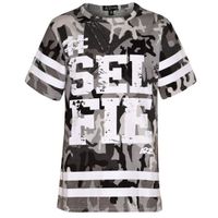 Enfants filles Camouflage Selfie Imprimé Baseball américain T-Shirt Haut 5-13 Ans