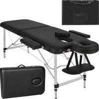 TECTAKE Table de massage Portable Pliante 2 zones Pliable et réglable en hauteur 210 x 95 x 68 - 90 cm - Noir