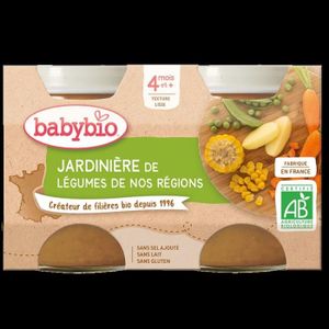 LÉGUMES CUISINÉS BABYBIO - Petit Pot Bébé Jardinière de Légumes - Bio - 2x130g - Dès 4 mois