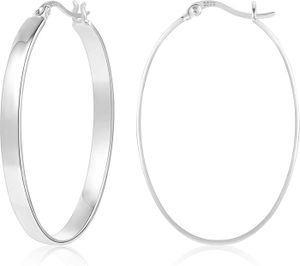 Grandes Boucles D'Oreilles Créoles En Argent 925 / Métal Argenté - Diamètre 9 Cm (90 Mm) - Neuf Avec Étiquettes