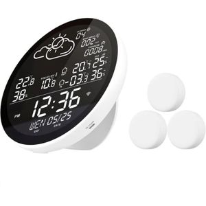 Station Meteo 3 Capteurs Thermometre Interieur Exterieur Sans Fil