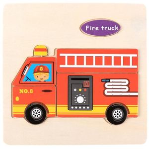 PUZZLE 03-camion de pompier - Puzzle 3D en bois Montessor