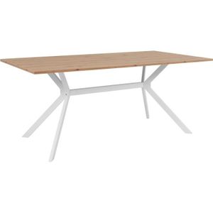 TABLE À MANGER SEULE Table à manger - Onex 81A -180 x 75 x 90 cm - Coloris chêne artisant / blanc - Pieds métal, plateau mélaminé