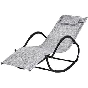 CHAISE LONGUE Chaise Longue à Bascule Rocking Chair Design Contemporain - OUTSUNNY - Gris - Métal - Extérieur