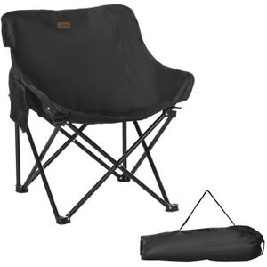 CHAISE DE CAMPING Chaise de camping pliable avec sac de transport et pochette de rangement acier oxford noir 61x54x66cm Noir