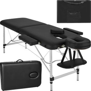 TABLE DE MASSAGE - TABLE DE SOIN TECTAKE Table de massage Portable Pliante 2 zones Pliable et réglable en hauteur 210 x 95 x 68 - 90 cm - Noir