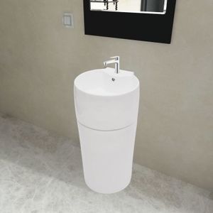 LAVABO - VASQUE Vasque à trou de trop-plein/robinet céramique Blan