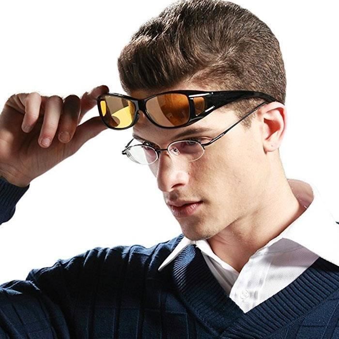 TJUTR Lunettes conduite de nuit polarisées pour homme anti-reflet avec  monture en métal Protection UV400