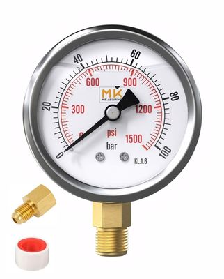 Manomètre Alu à Bain D'huile BP NH3 (-1 à 10 Bar) 1/4"M