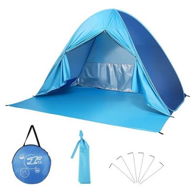 Tente De Plage Anti-UV UPF 50+ - 10x10 Pieds (3x3m) - Aluminium - Bleue - Neuf Avec 4 Haubans