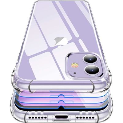 Coque iPhone 11, Coque iPhone 11 Transparente et 3 Pack Verre Trempé, Silicone TPU Antichoc Bumper Cover Housse iPhone 11-6.A