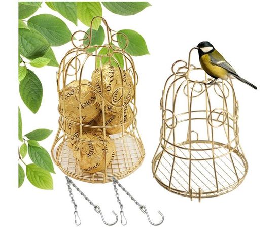 Mangeoire à Oiseaux Extérieure En Métal - Pour Boules De Graisse Et Graines, Suspendue, Idéale Jardin Et Balcon