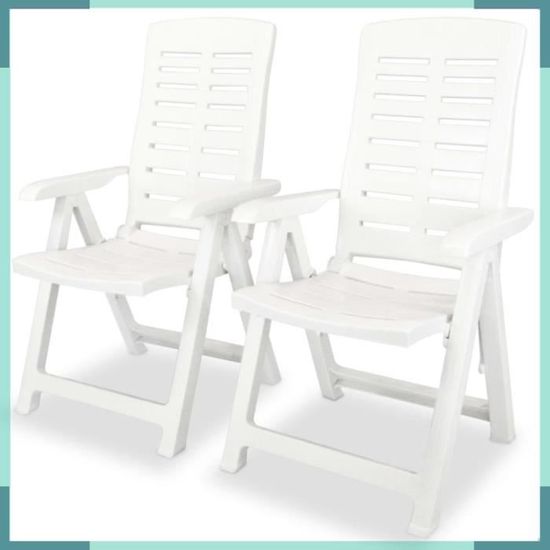 2 Chaises De Jardin Inclinables Blanc - Fauteuils Pliables Réglables - Mobilier Extérieur Résistant
