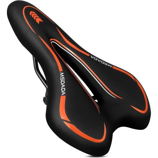 YOUNGDO Selle De Vélo Ultra Confortable, Design Ergonomique, Design Creux, Amortisseur à Double Ressort, Feu Arrière Amovible, étanche, Pour VTT, Noir Rouge