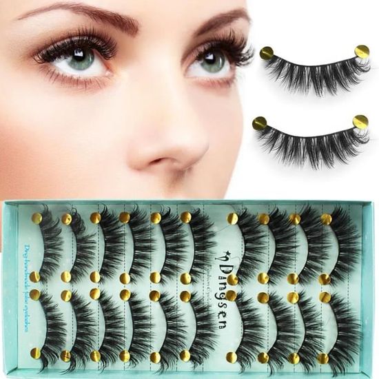 Lot De 10 Paires De Faux Cils 3D Effet Vison – Volume Naturel Et Look Intense – MYTEX-SHOP