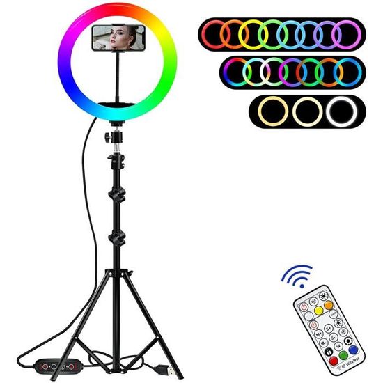 Lumière Anneau avec trépied 3 modes Lampe design Ring Light Lumière selfie LED pour Live Sream