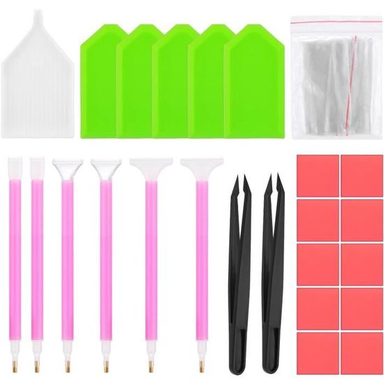 40Pcs Kit Diamond Painting, 4 Stylo Diamond Painting Led Avec 16 Tête