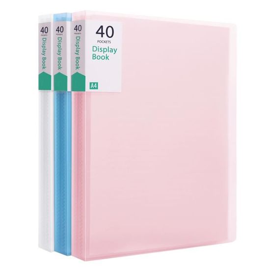 Lot De 3 Classeurs A4 TUKA-i-AKUT - 40 Pochettes Transparentes Par Classeur, 240 Feuilles Capacité - Multicolore