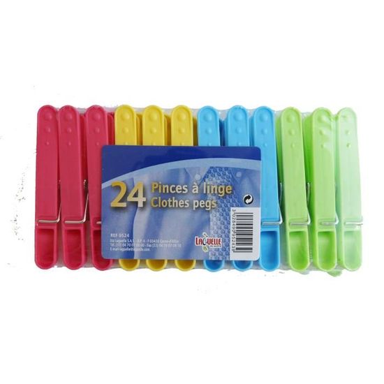 LAGUELLE - Lot De 80 Pinces à Linge Ergonomiques En Plastique Recyclé - Fabrication Française - Blanches Et Noires
