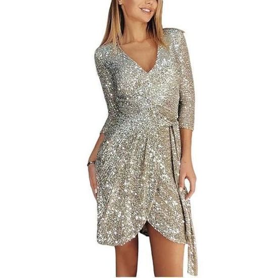 Robe Tendance À Paillettes Et Coupe Cintrée