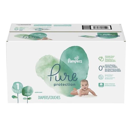 Couches Pampers Pure Protection - Taille 1 - 175 couches