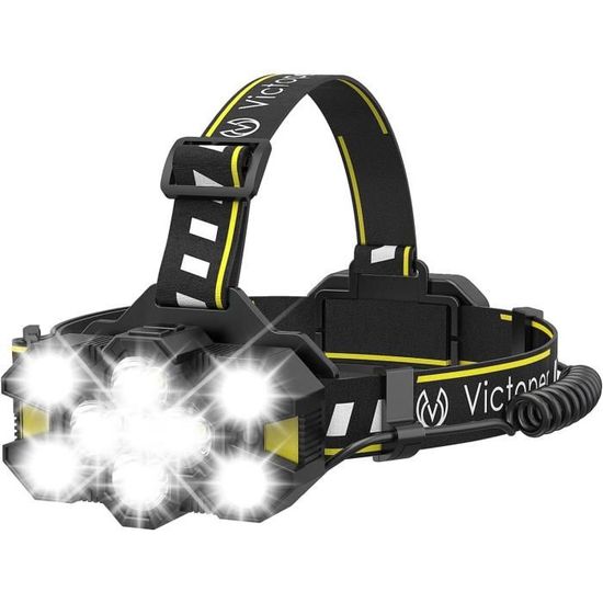 Victoper Lampe Frontale Rechargeable 1000 Lumens, 3 COB + XPE, 11 Modes, IPX4, Capteur Gestuel – Pour Pêche, Camping, Course Et Bricolage