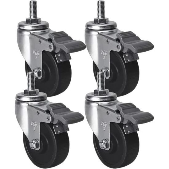 Roulettes Pivotantes Avec Frein, 4 Roulettes Pour Meubles 50 Mm Roulettes De Transport Rotation A 360 Roulettes Charge Lourde 97299942