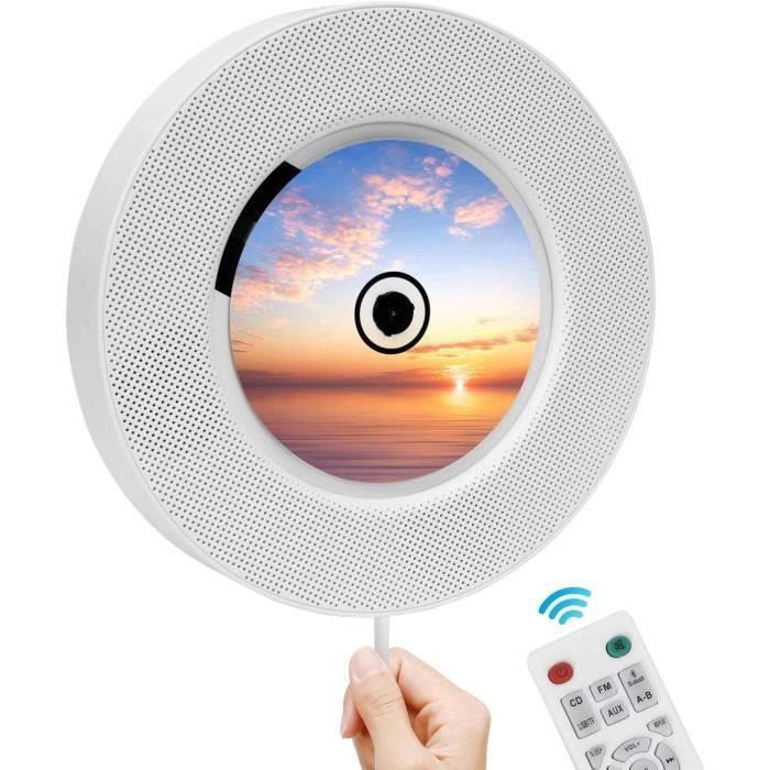 Lecteur CD portable avec Bluetooth, lecteur de musique CD mural Home Audio  avec télécommande Fm Radio haut-parleurs Hifi intégrés, prise casque mp3