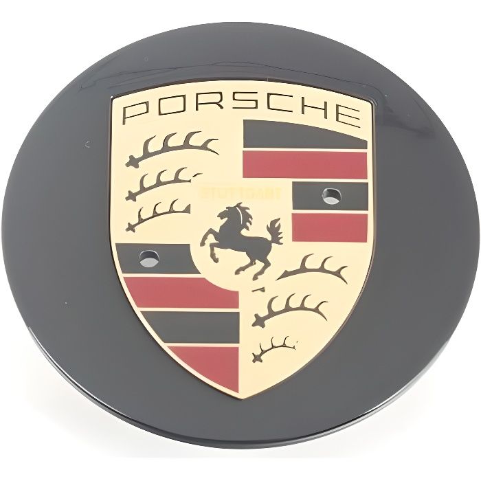 4 x centre de roue cache moyeu Porsche noir courbée 76mm logo couleur