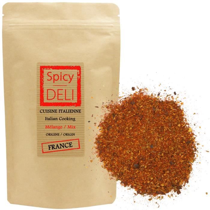 Mélange spécial cuisine Italienne en sachet kraft alimentaire refermable. Poids net : 100gr.