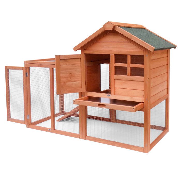 Clapier à lapin Espace extérieur Grand abri Bois d'épicéa Cage rongeurs Petits animaux - 51068