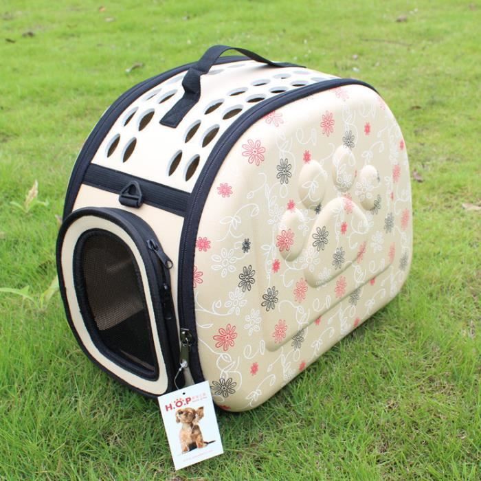 Sac pour animaux de compagnie Sac à dos pour chat Sac pour chien Sac pour animaux de compagnie EVA Sac d'emballage pliant-beige*CD