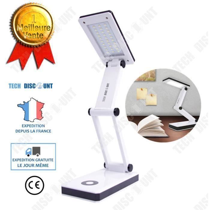 TD Lampe de table chevet bureau lecture led rechargeable extérieur travail blanc haute puissance lumineuse beau design rotat Bi10238