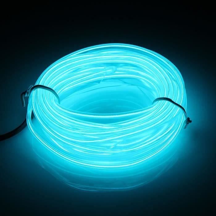 U 3M LED Flexible EL fil Néon lueur Lumière Bande SANS Contrôleur Batterie Bleu clair Gr12939