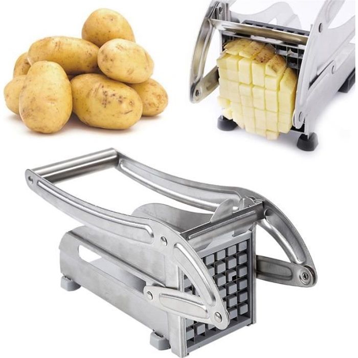 Coupe-frites légumes pommes de terre en acier inoxydable avec 2 lames