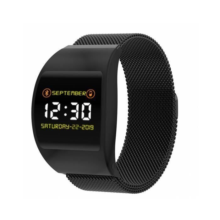 Montre Intelligent Noir, Cardiaque Bracelet Tensiomètre Bande Intelligente IP67 Contre Pas Étanche MMK16