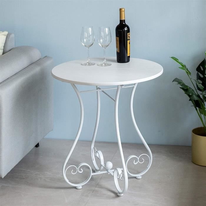 Table basse de jardin En fer forgé Petite table ronde Sofa Table d'appoint Loisirs Balcon Jardin extérieur Petite t77