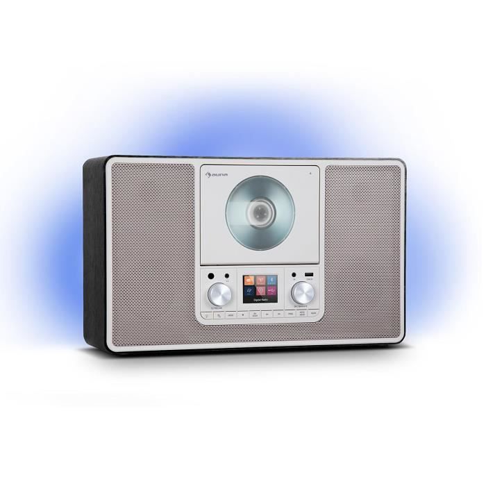 Radio CD - auna - Bluetooth Radio DAB+ UKW - Stereo Radio Internet et Lecteur CD - Radio Reveil Electrique - Telecommande - noir