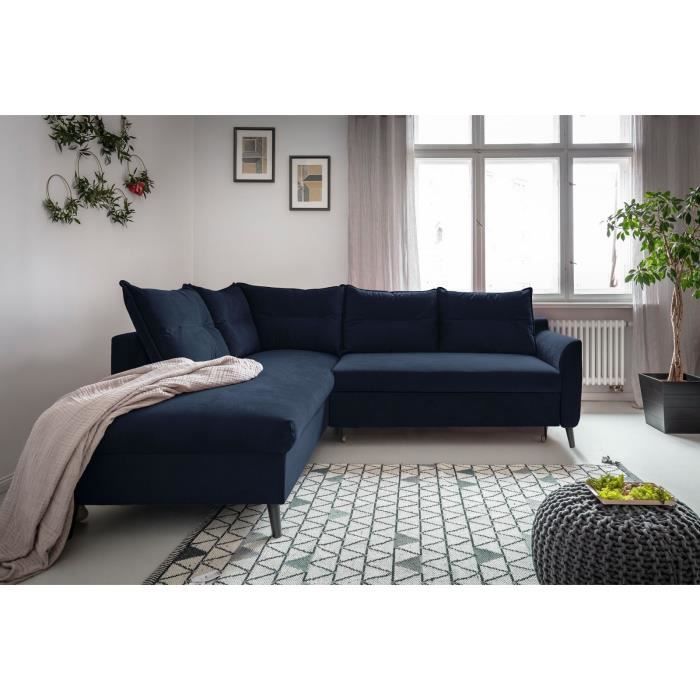 Canapé d'angle 5 places Bleu Design Confort