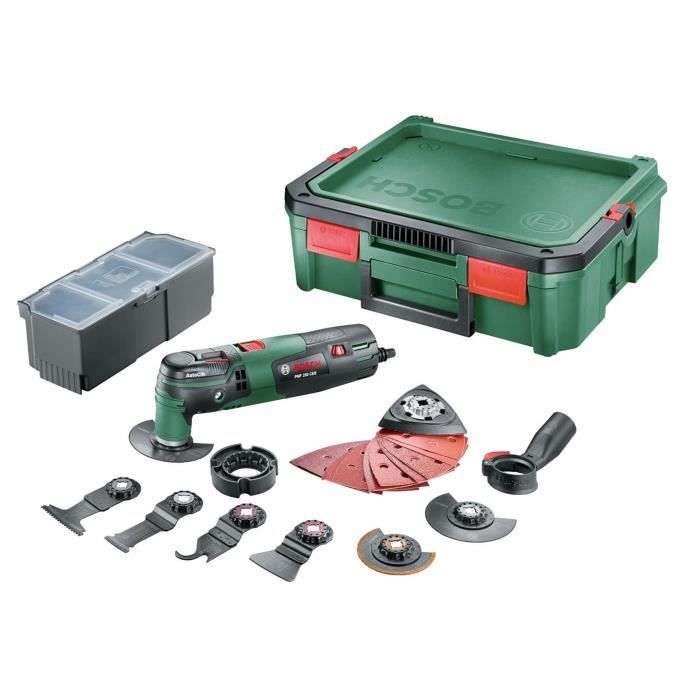 Outil multifonction Bosch - PMF 250 CES (Livré avec 1 boîte à outils SystemBox, 20 Accessoires)