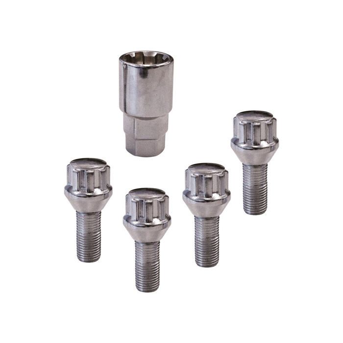 CARPONIT 4 Écrous antivol conique modèle G - M14 x 1,5 - Chrome
