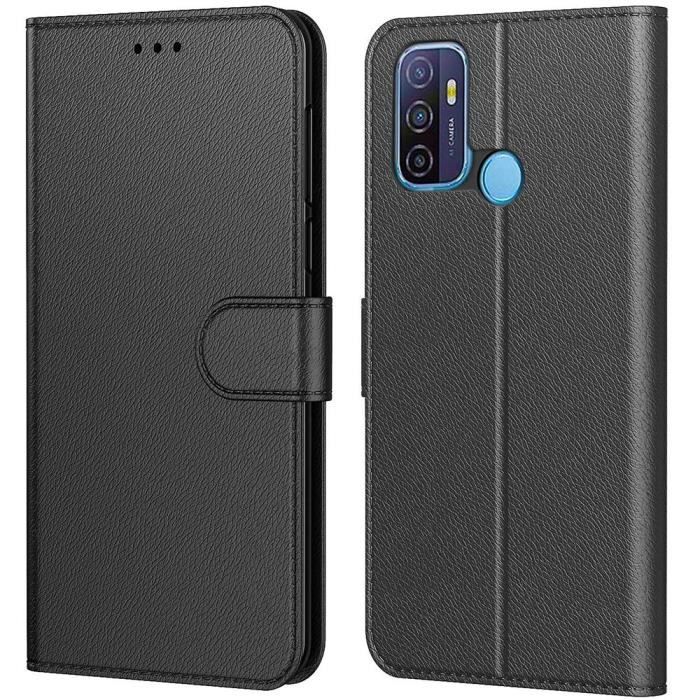 Coque pour OPPO A53s Noir Antichoc Anti-Rayures Souple Porte-Carte